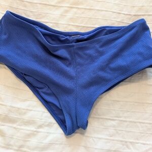 Blue Ribbed Bikini Bottoms